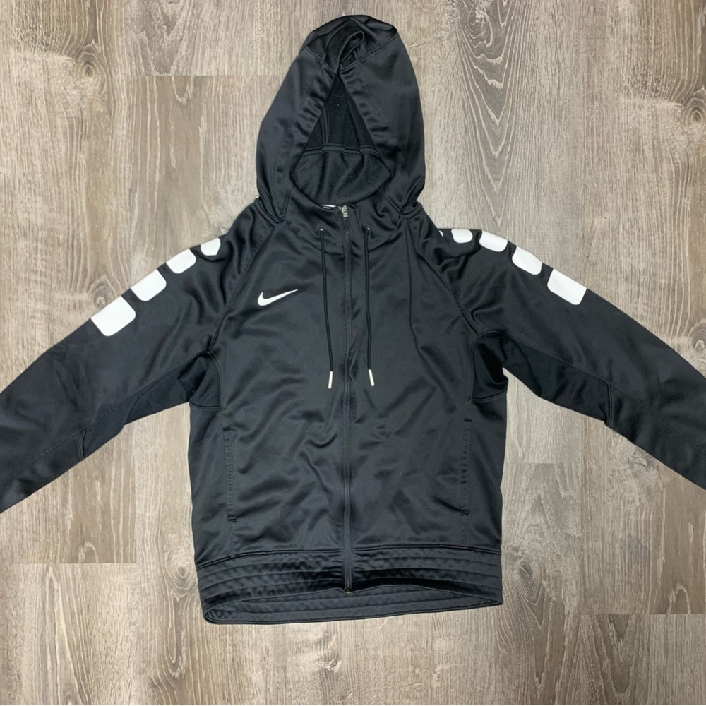 Nike Black Therma-FIT Zip Hoodie with White Swoosh